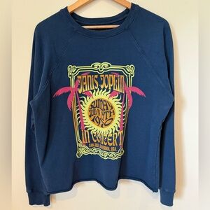 Anthropologie Retro Brand Los Angeles Janis Joplin Blue Graphic Sweatshirt